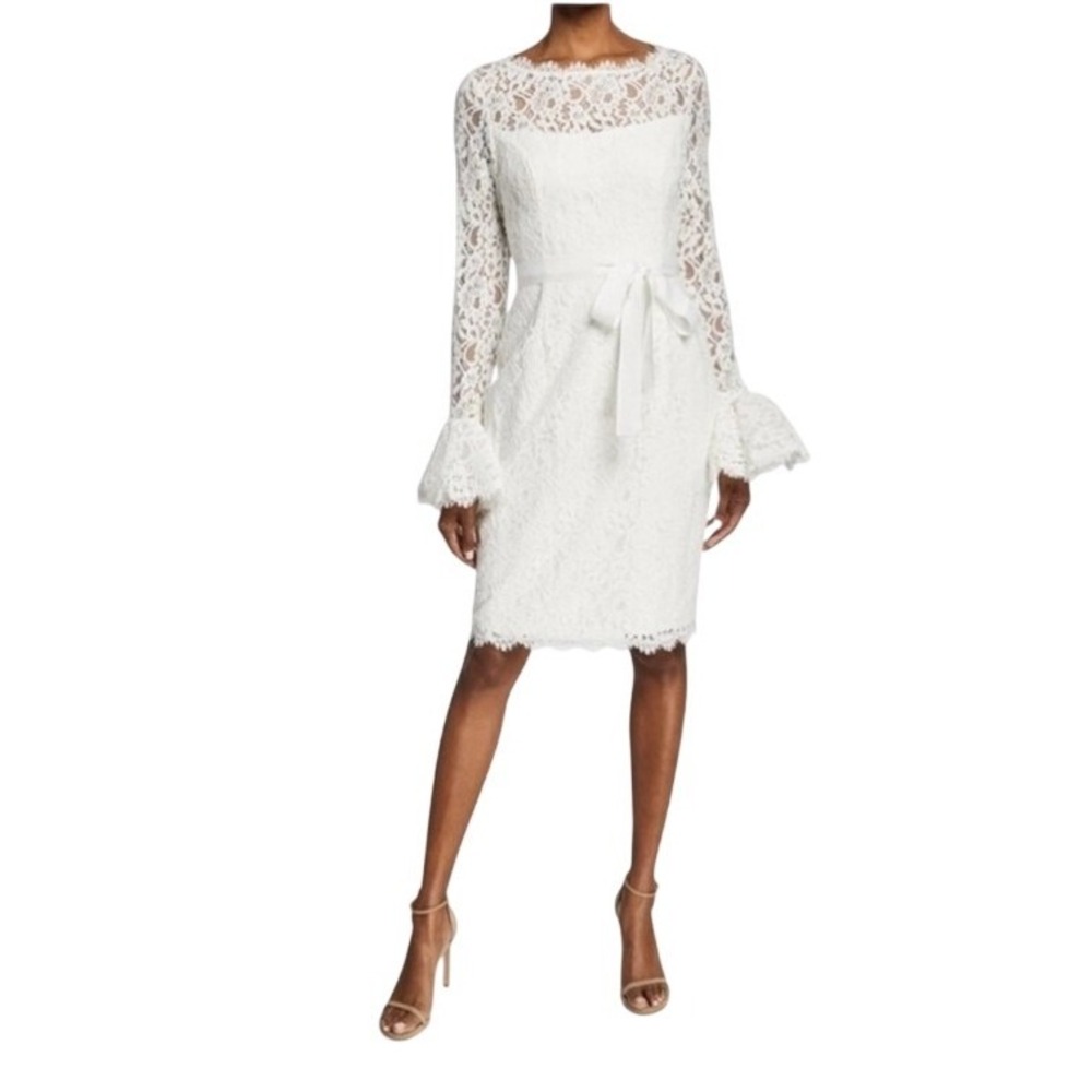 Nue by Shani Ruffle Bell Sleeve Ivory Lace Bohemian Style Dress Size 6 NWT $189